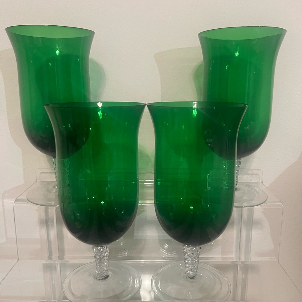 EUC-VTG Centrum Green Glass Goblets Handblown-Set of 4